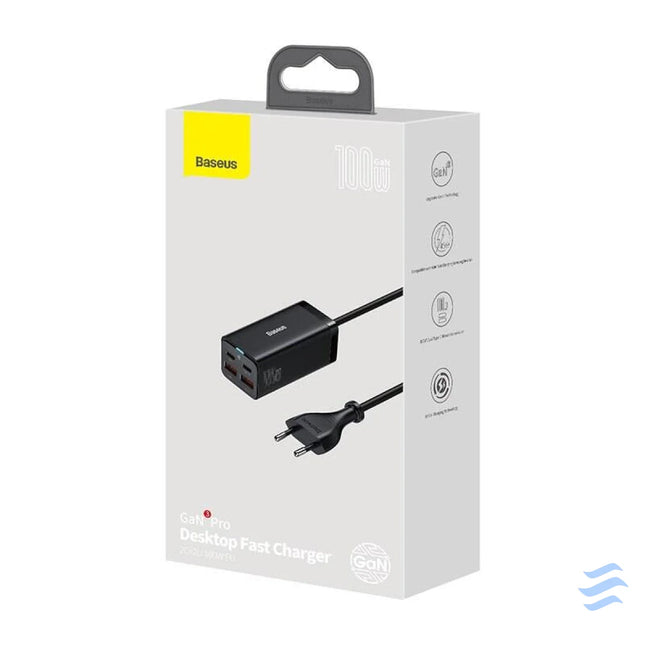 Baseus GaN3 Pro wall charger 2xUSB C + 2xUSB 100W (black) mains chargers