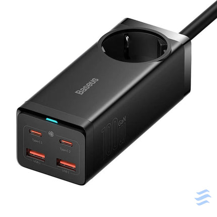 Baseus GaN3 Pro wall charger / powerstrip 2xUSB + 2xUSB C + AC 100W (black) mains chargers