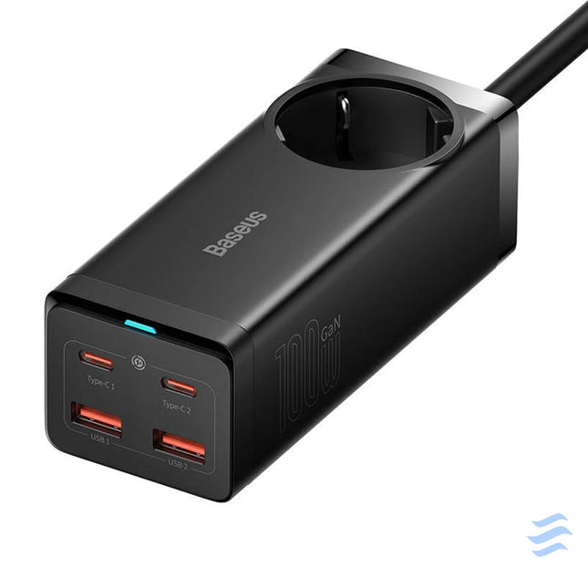 Baseus GaN3 Pro wall charger / powerstrip 2xUSB + 2xUSB C + AC 100W (black) mains chargers