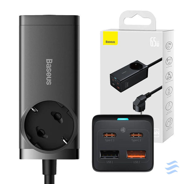 Baseus GaN3 Pro wall charger / powerstrip 2xUSB + 2xUSB C + AC 65W For tablets