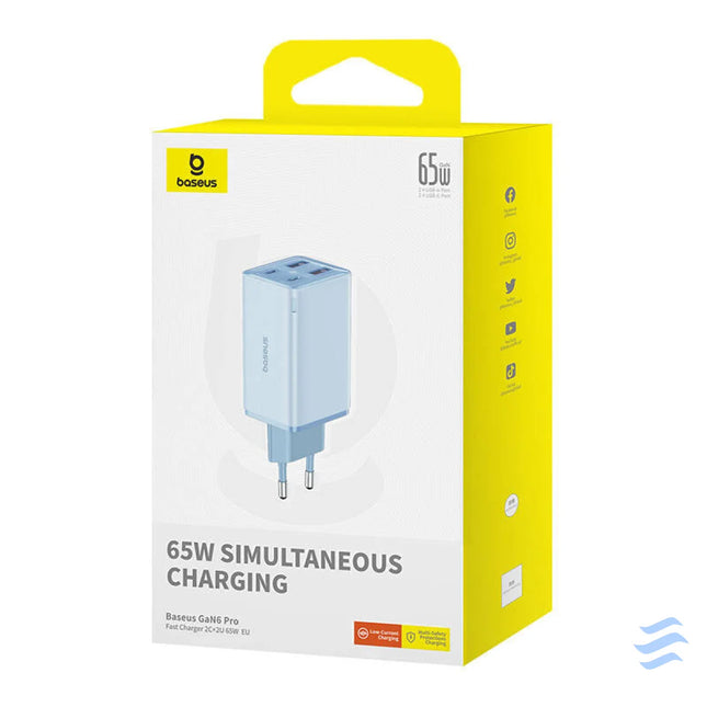 Baseus GAN6 Pro Fast Charger 2xUSB C + 2xUSB 65W (blue) mains chargers