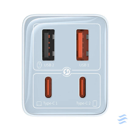 Baseus GAN6 Pro Fast Charger 2xUSB C + 2xUSB 65W (blue) mains chargers