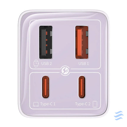 Baseus GAN6 Pro Fast Charger 2xUSB C + 2xUSB 65W (purple) mains chargers