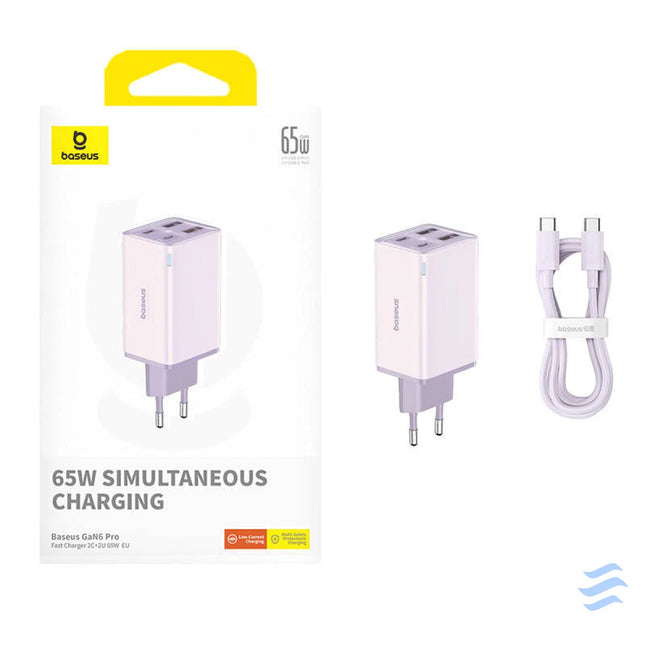 Baseus GAN6 Pro Fast Charger 2xUSB C + 2xUSB 65W (purple) mains chargers