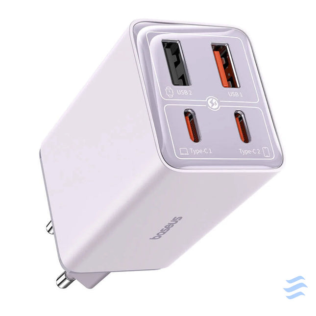 Baseus GAN6 Pro Fast Charger 2xUSB C + 2xUSB 65W (purple) mains chargers