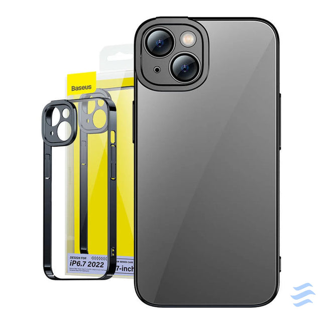 Baseus Glitter Transparent Case and Tempered Glass set for iPhone 14 Plus (black) For smartphones