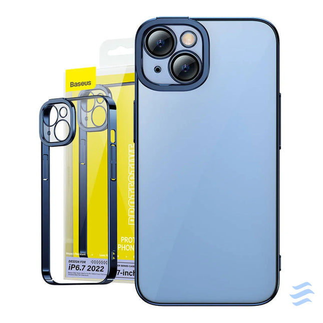 Baseus Glitter Transparent Case and Tempered Glass set for iPhone 14 Plus (blue) For smartphones