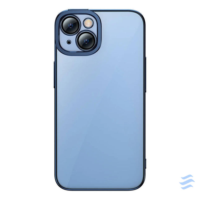 Baseus Glitter Transparent Case and Tempered Glass set for iPhone 14 Plus (blue) For smartphones