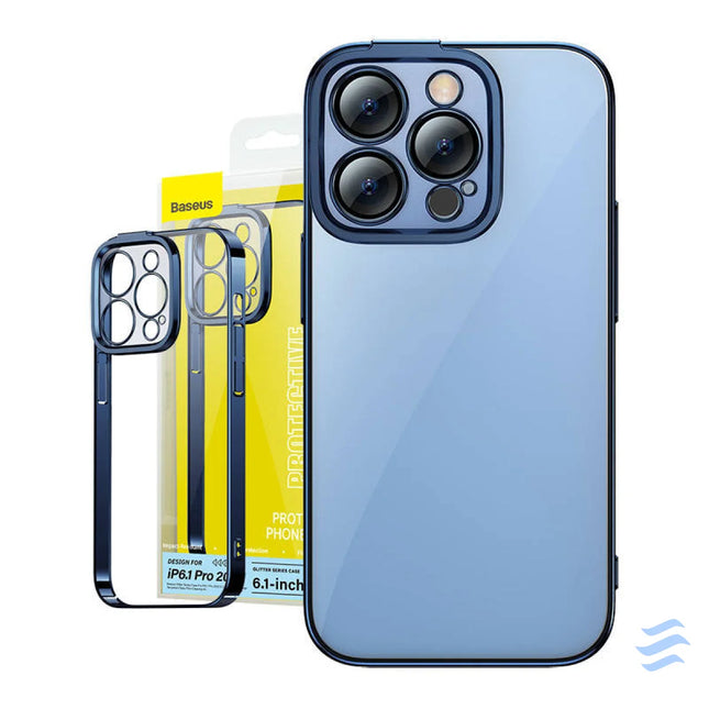 Baseus Glitter Transparent Case and Tempered Glass set for iPhone 14 Pro (blue) For smartphones