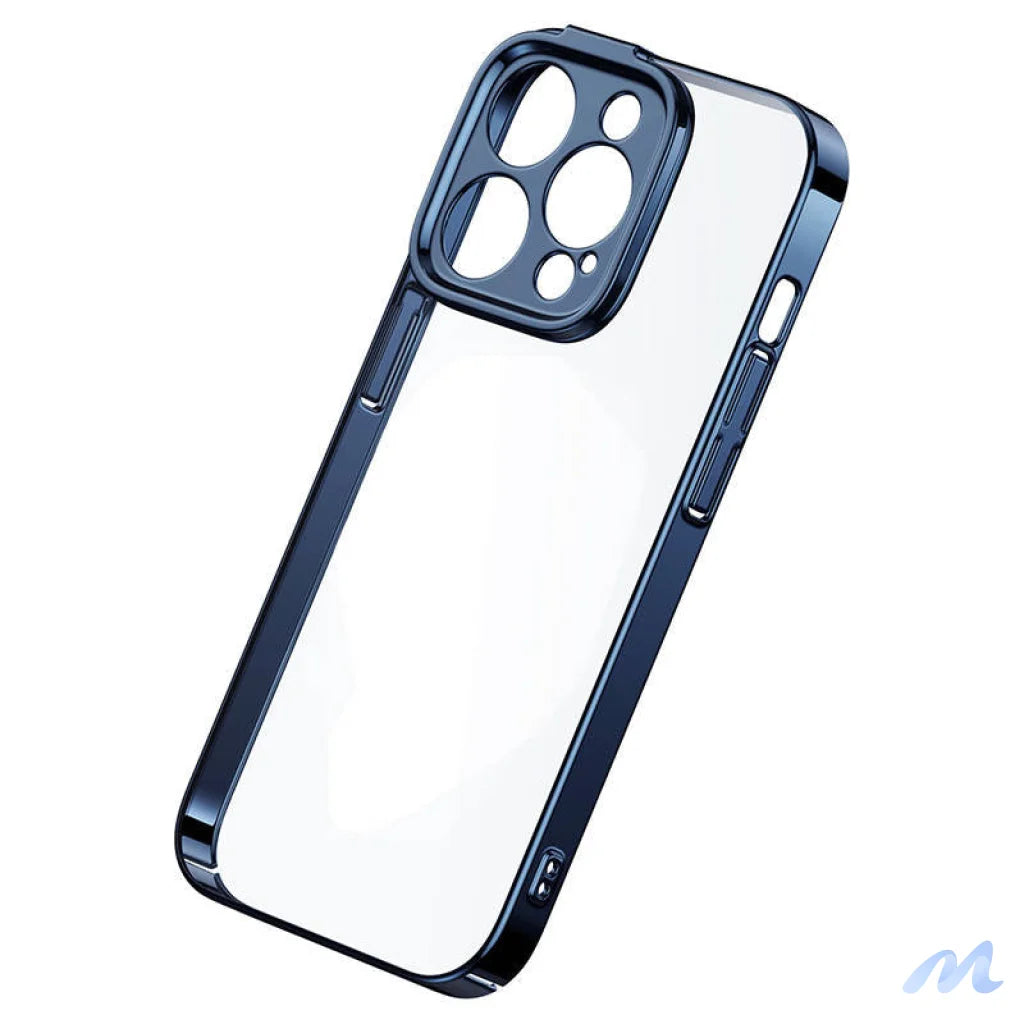 Baseus Glitter Transparent Case and Tempered Glass set for iPhone 14 Pro Max (blue)