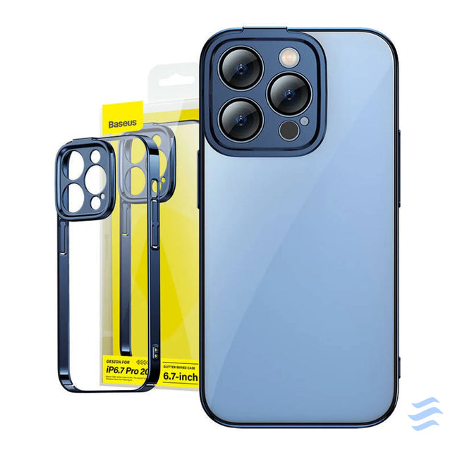 Baseus Glitter Transparent Case and Tempered Glass set for iPhone 14 Pro Max (blue) For smartphones