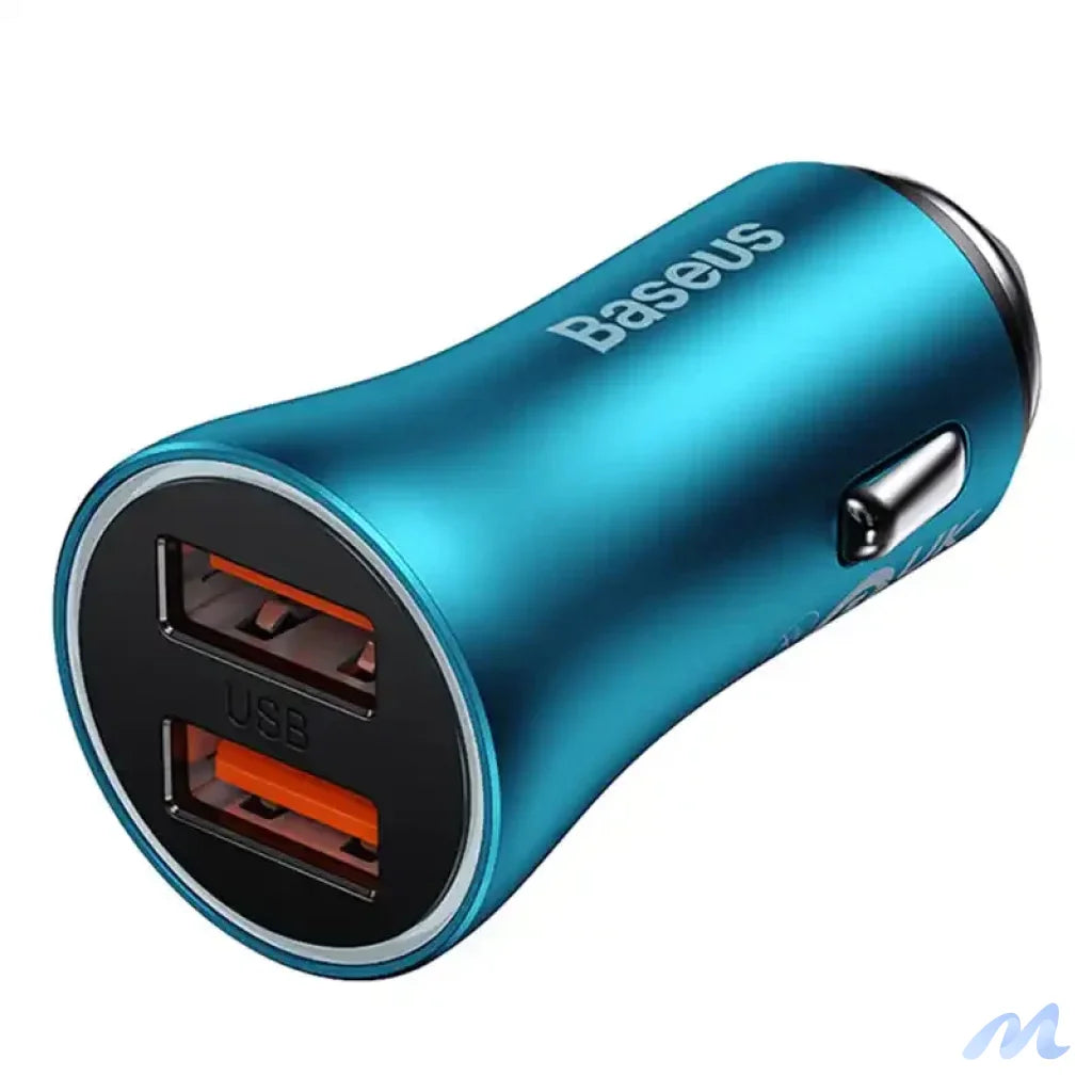 Baseus Golden Contactor Max car charger, 2x USB, 60W (blue)