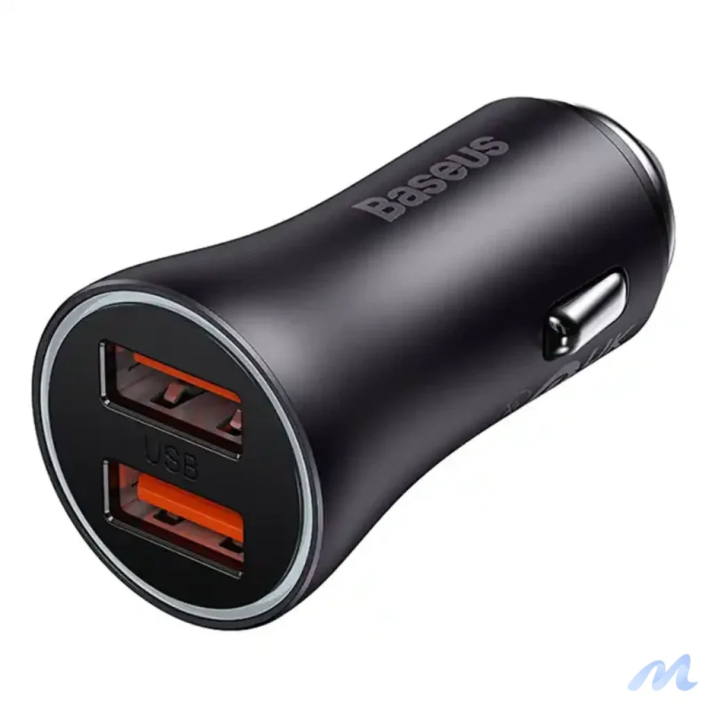 Baseus Golden Contactor Max car charger, 2x USB, 60W (gray)