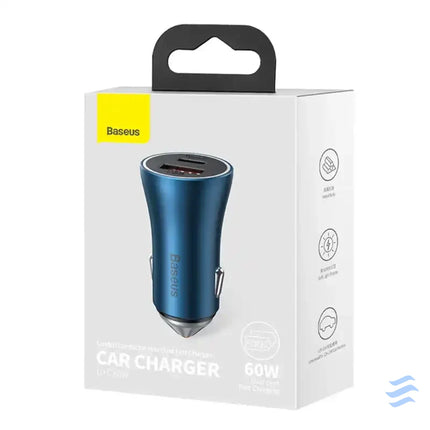 Baseus Golden Contactor Max car charger USB + USB C 60W (blue) Car chargers