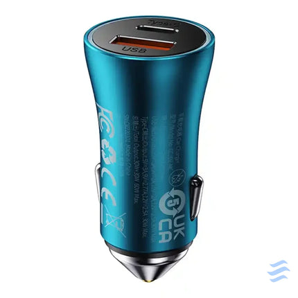 Baseus Golden Contactor Max car charger USB + USB C 60W (blue) Car chargers