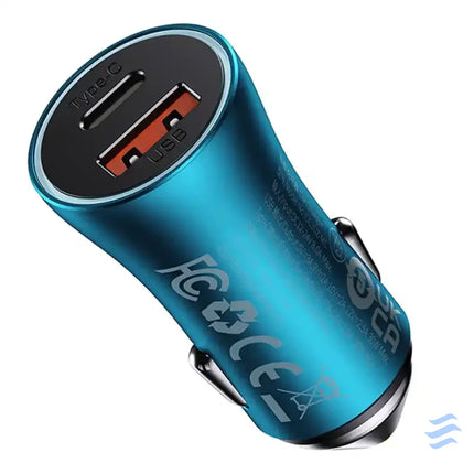 Baseus Golden Contactor Max car charger USB + USB C 60W (blue) Car chargers