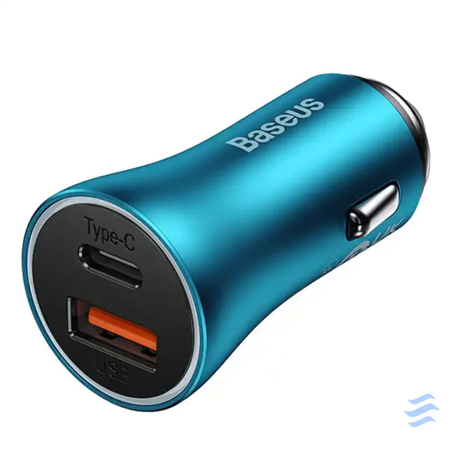 Baseus Golden Contactor Max car charger USB + USB C 60W (blue) Car chargers