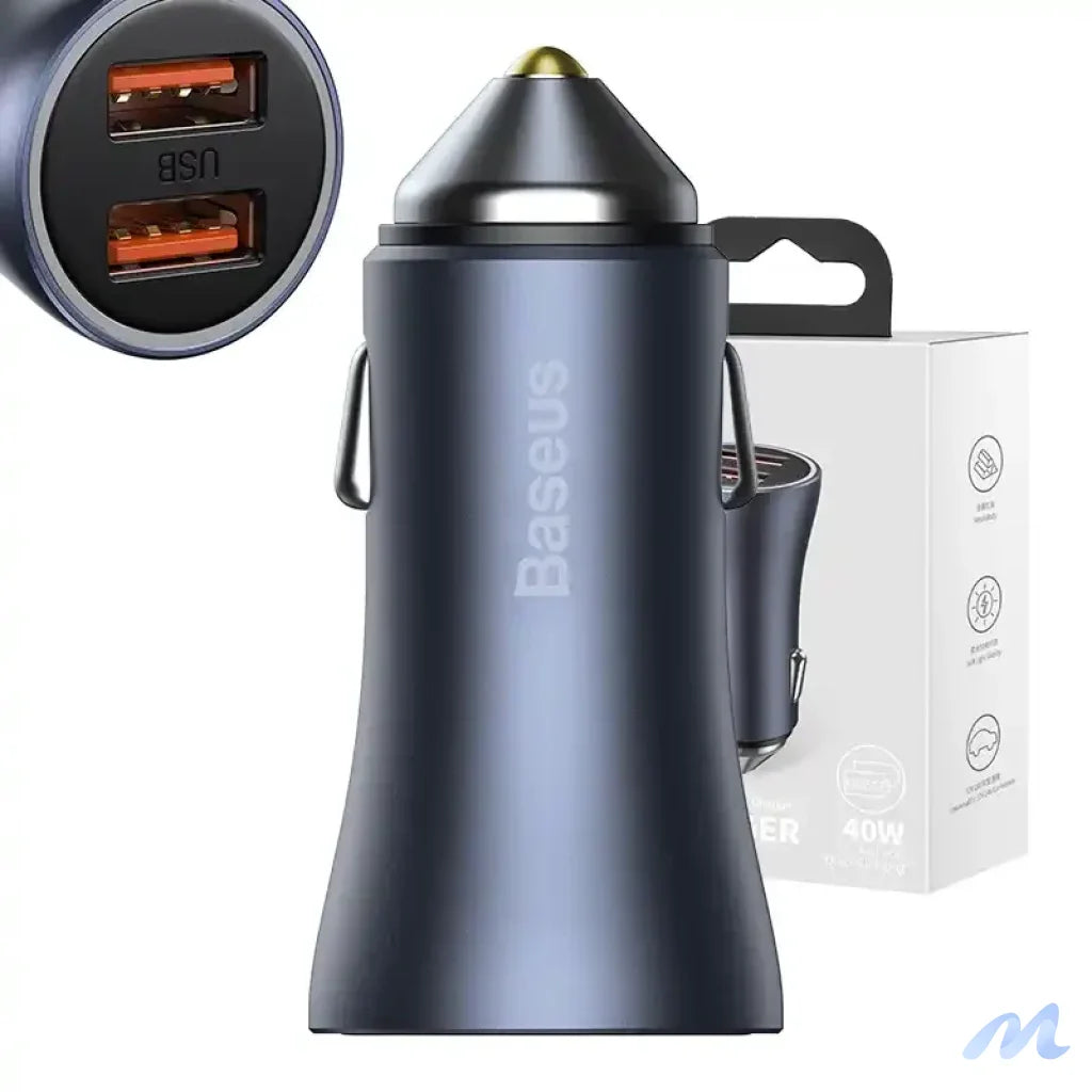 Baseus Golden Contactor Pro car charger, 2x USB, 40W (gray)