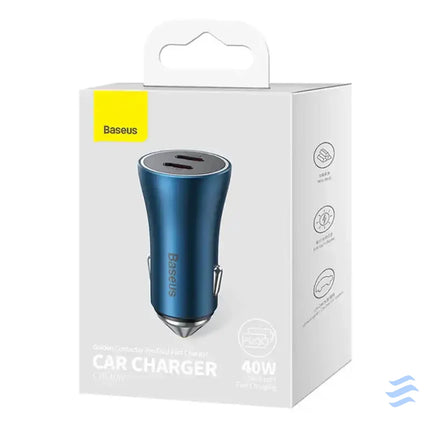Baseus Golden Contactor Pro car charger 2x USB C 40W (blue) Car chargers