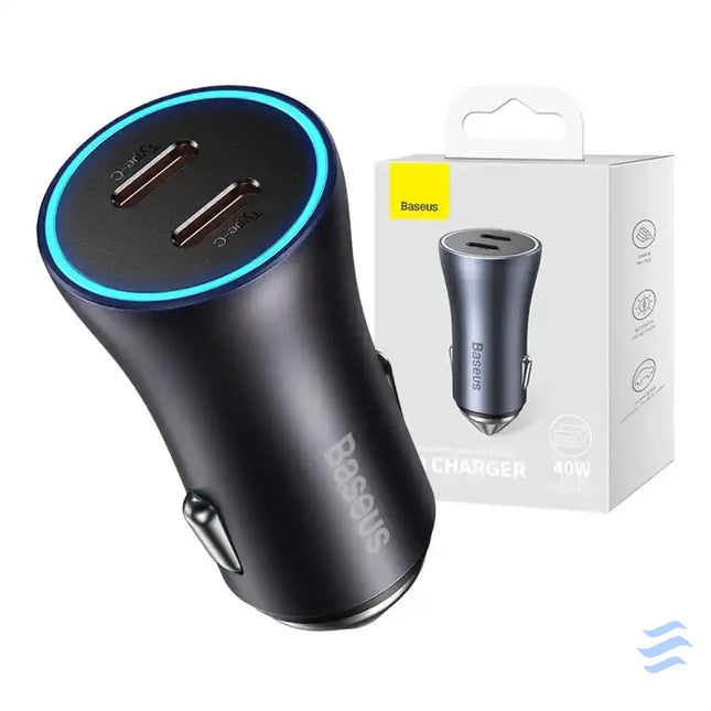Baseus Golden Contactor Pro car charger 2x USB C 40W (Dark Gray) Car chargers