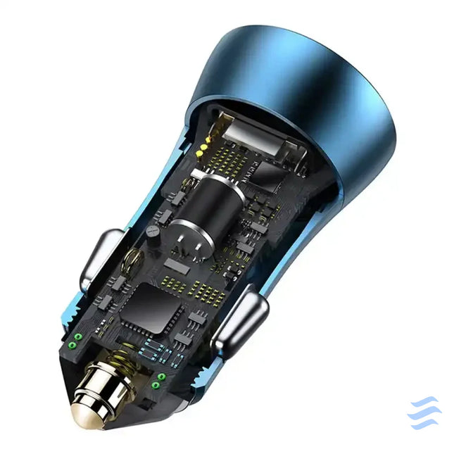 Baseus Golden Contactor Pro car charger USB + USB C QC4.0 + PD SCP 40W (blue) + USB C Lightning cable 1m (blue) Car