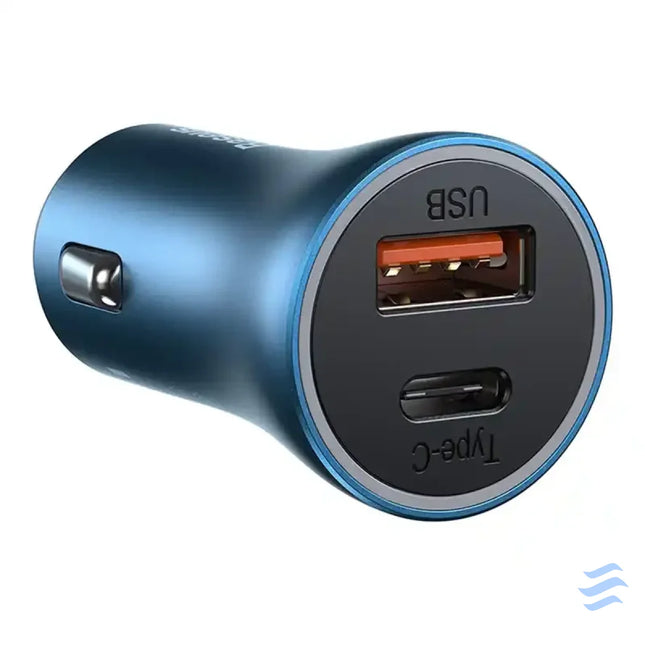 Baseus Golden Contactor Pro car charger USB + USB C QC4.0 + PD SCP 40W (blue) + USB C Lightning cable 1m (blue) Car
