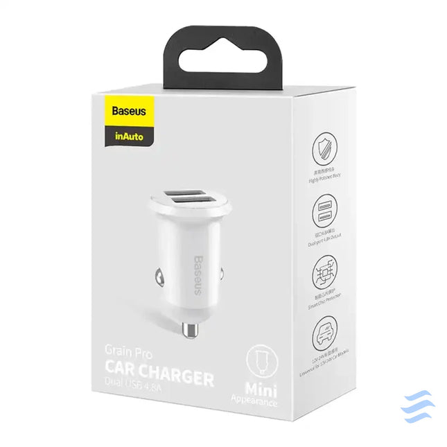 Baseus Grain Pro Car Charger 2x USB 4.8A (white) Car chargers
