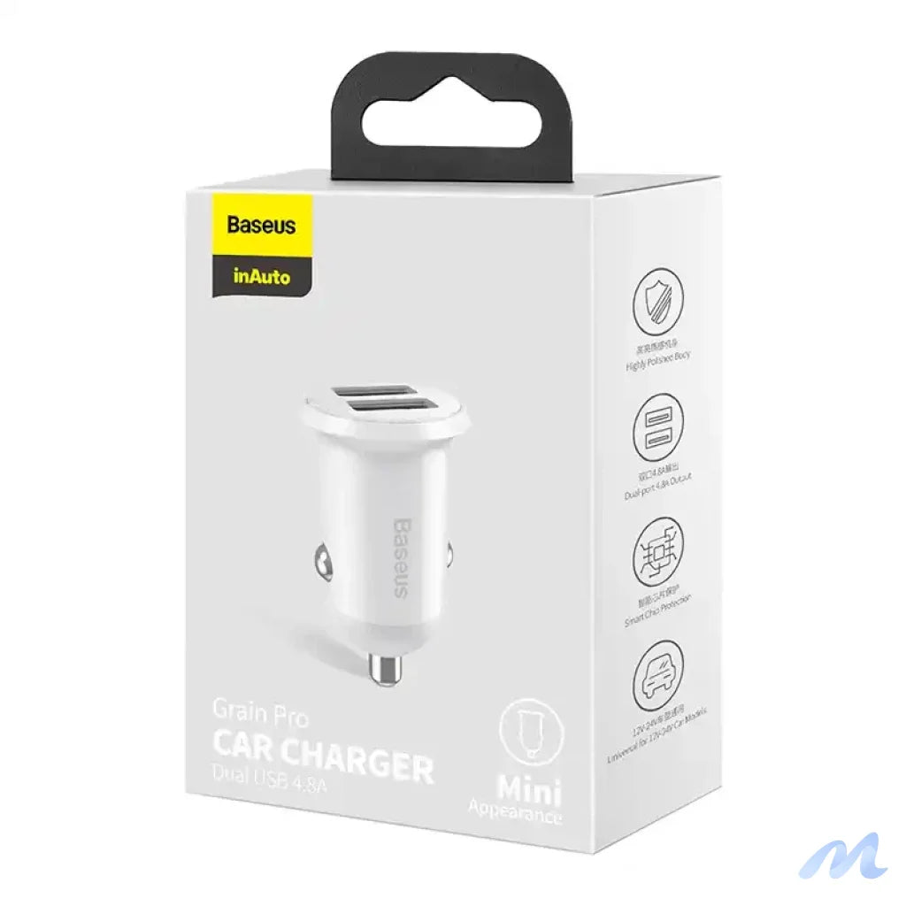 Baseus Grain Pro Car Charger 2x USB 4.8A (white)