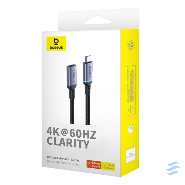 Baseus High Definition extension cable USB C Male to Female 10Gbps 0,5m (black) USB cables