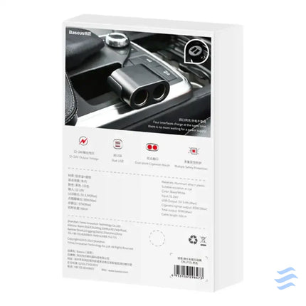 Baseus Lighter socket splitter 2xUSB 3,1A 100W (Black) Car chargers