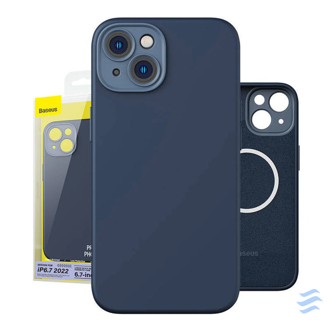 Baseus Liquid Silica Magnetic Case and Tempered Glass set for iPhone 14 Plus (blue) For smartphones