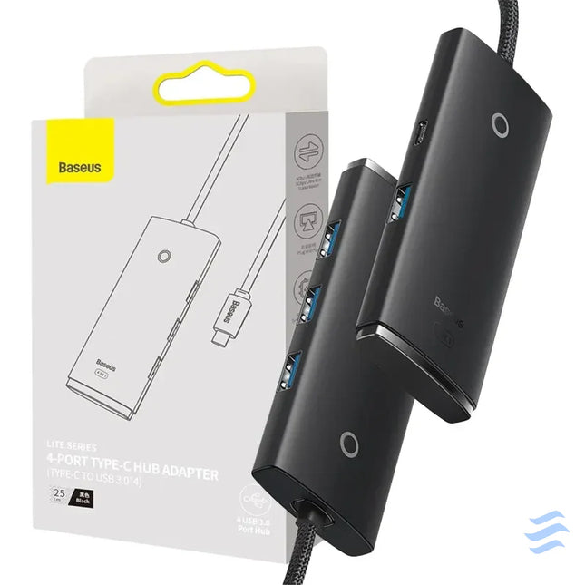 Baseus Lite Series Hub 4in1 USB C to 4x USB 3.0 + USB C 25cm (Black) Hubs