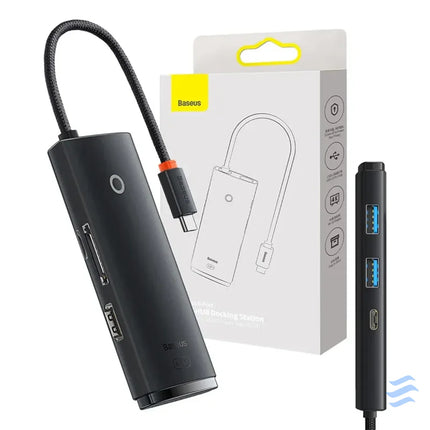 Baseus Lite Series Hub 6w1 USB C to 2x USB 3.0 + USB C + HDMI + SD/TF (black) Hubs