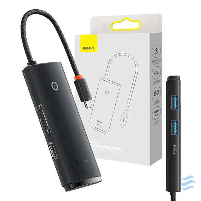 Baseus Lite Series Hub 6w1 USB C to 2x USB 3.0 + USB C + HDMI + SD/TF (black) Hubs