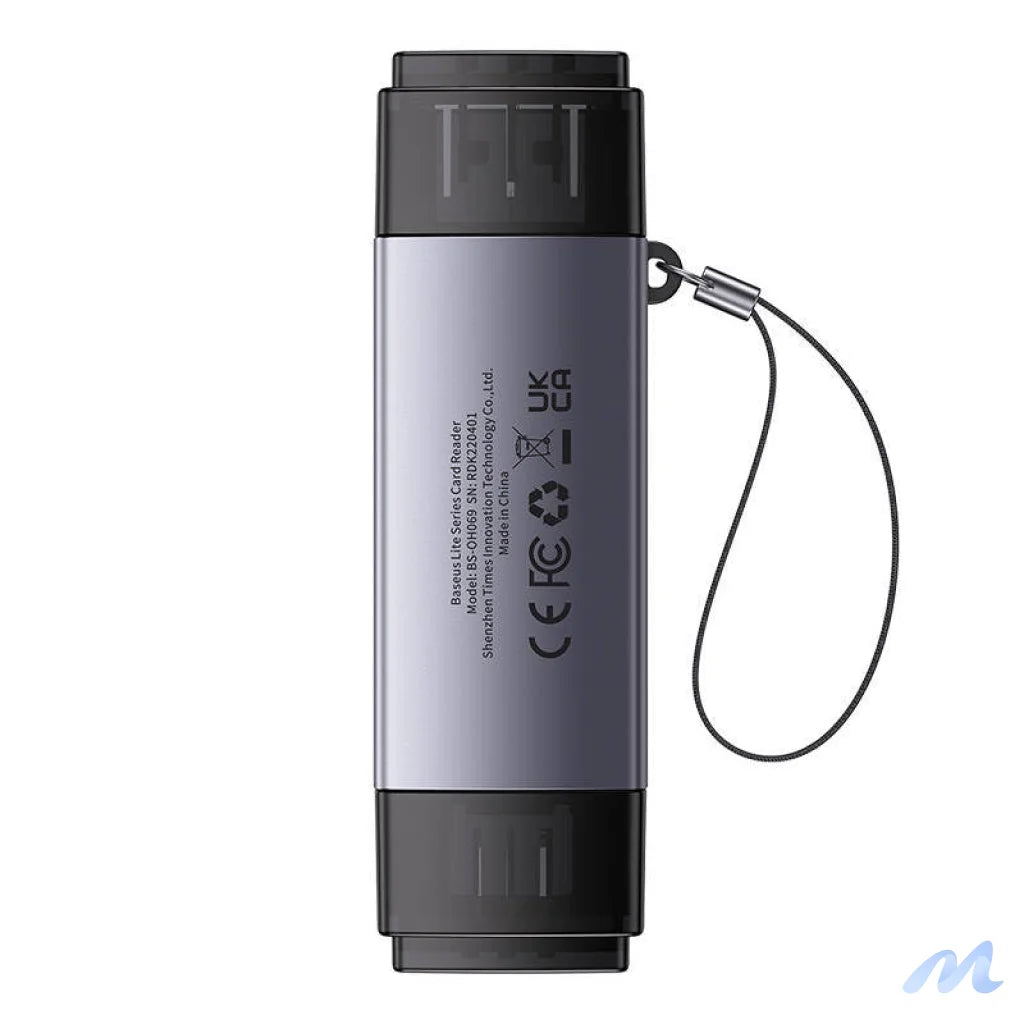 Baseus Lite Series SD/TF memory card reader, USB + USB-C (gray)