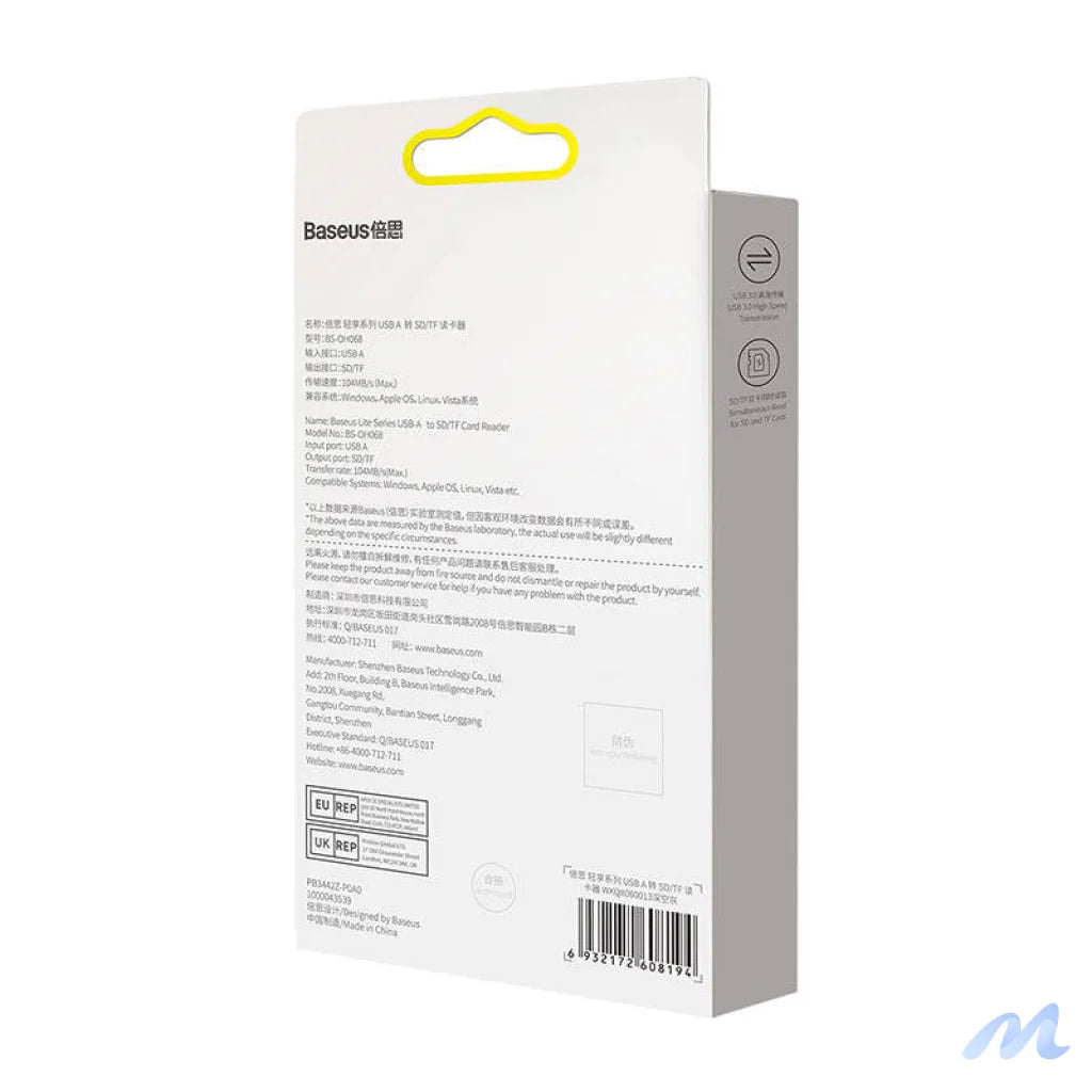 Baseus Lite Series SD/TF memory card reader, USB (gray)