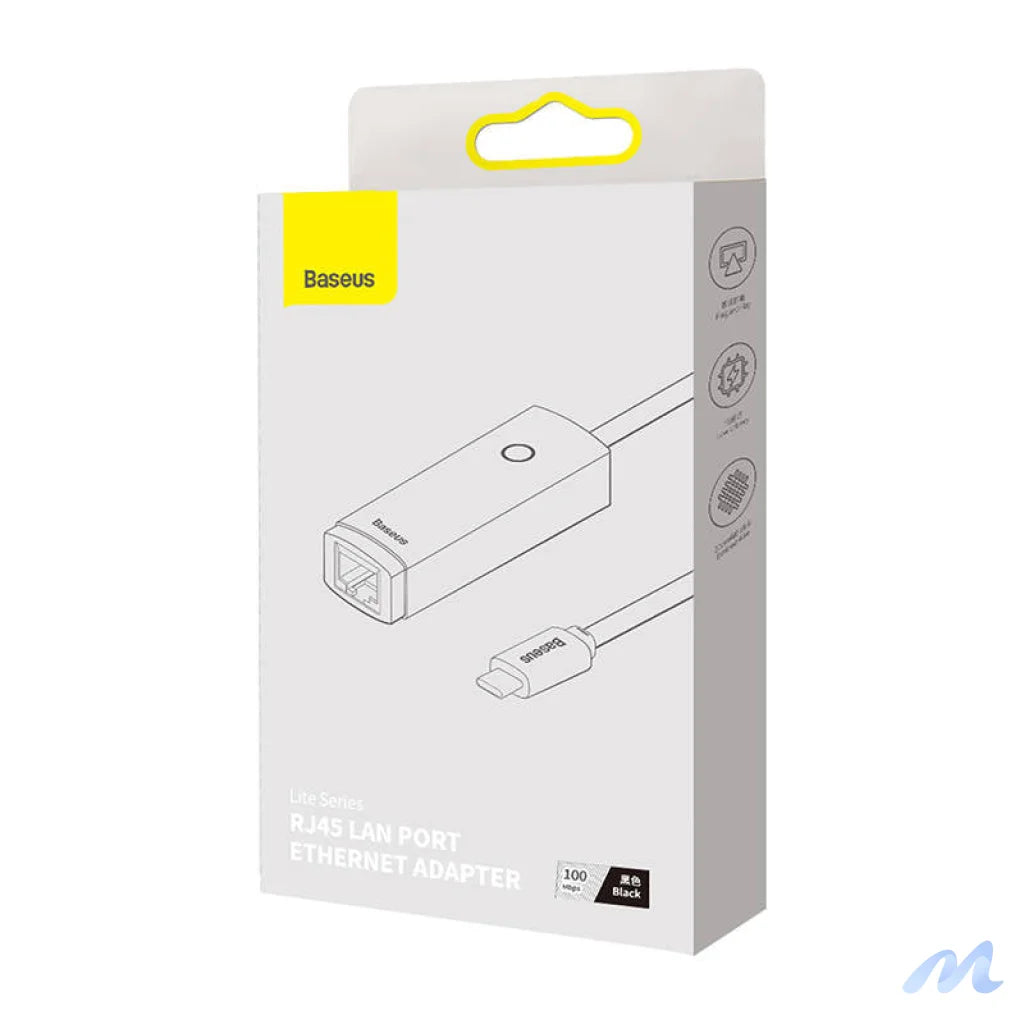 Baseus Lite Series USB-C to RJ45 network adapter, 100Mbps (black)