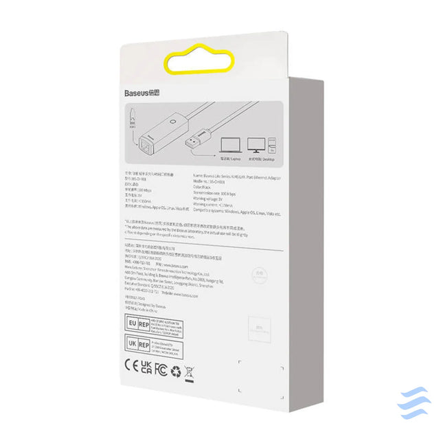 Baseus Lite Series USB to RJ45 network adapter 100Mbps (black) Adapters connectors and converters