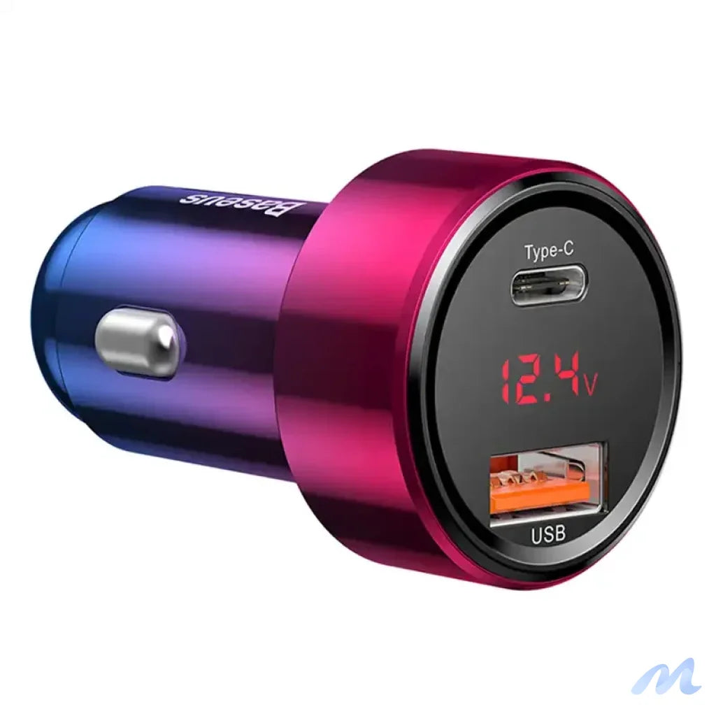 Baseus Magic USB + USB-C QC 4.0 PD 45W car charger (red-blue).