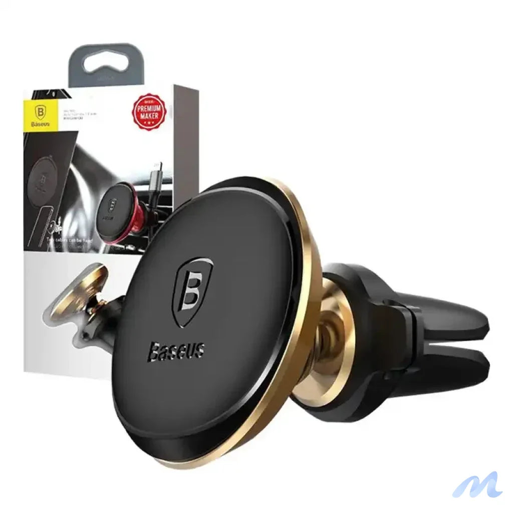 Baseus Magnetic Air Vent Car Mount Holder with cable clip Gold