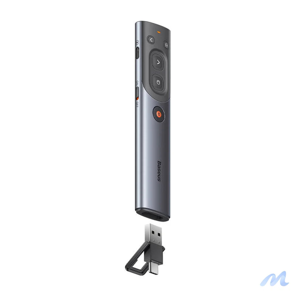 Baseus Orange Dot Multifunctional remote control for presentation, with a red laser pointer - gray