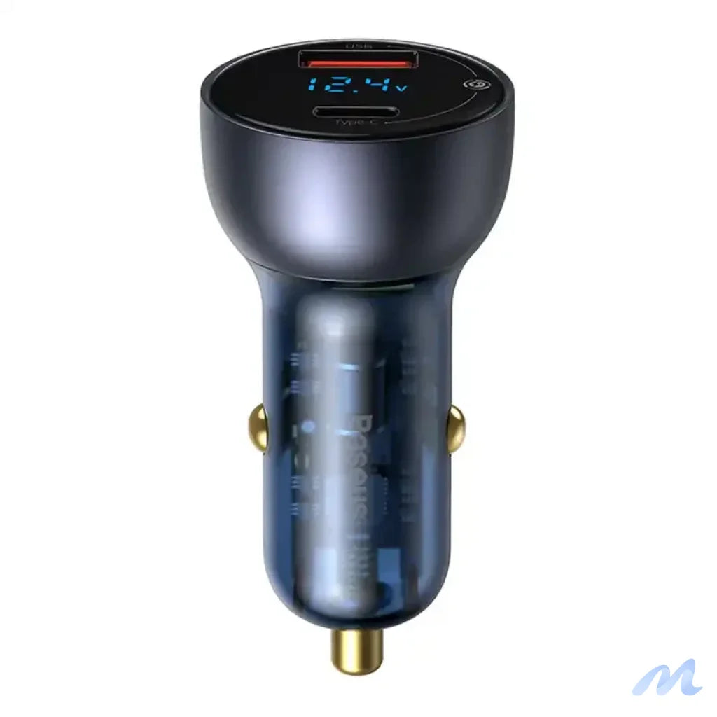 Baseus Particular Digital Display car charger with display, USB + USB-C, QC3.0+PD, 5A, 65W (gray)