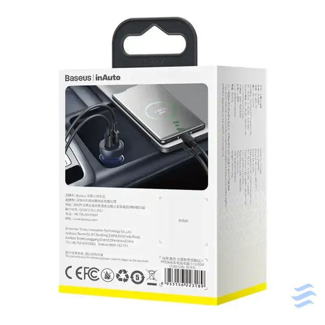 Baseus Particular Digital Display car charger with display USB + USB C QC3.0 + PD 5A 65W (gray) Car chargers