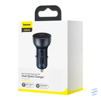 Baseus Particular Digital Display car charger with display USB + USB C QC3.0 + PD 5A 65W (gray) Car chargers