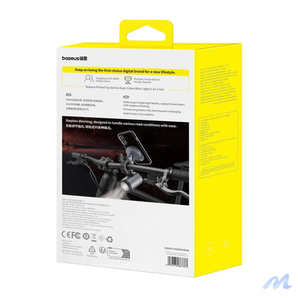 Baseus PrimeTrip 2-in-1 bike mount, phone holder + flashlight (black)