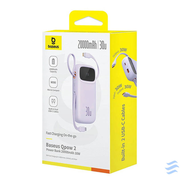 Baseus QPow 2 20000mAh 30W 2xUSB C powerbank (purple) Powerbanks