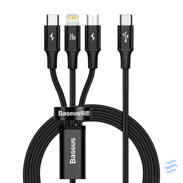 Baseus Rapid Series 3 in 1 cable USB C For M + L + T 20W 1.5m Black Combo Cables