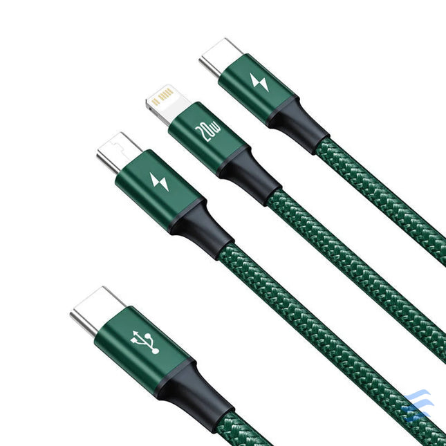 Baseus Rapid Series 3 in 1 cable USB C For M + L + T 20W 1.5m (Green) Combo Cables
