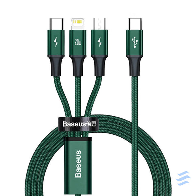 Baseus Rapid Series 3 in 1 cable USB C For M + L + T 20W 1.5m (Green) Combo Cables