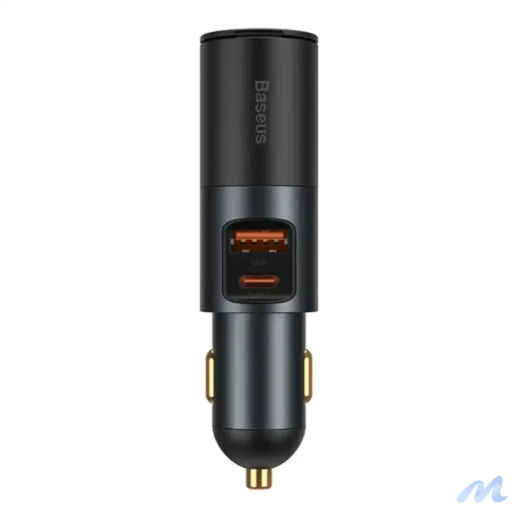 Baseus Share Together Fast Charge Car Charger with Cigarette Lighter Expansion Port, 2x USB, 120W (Gray)